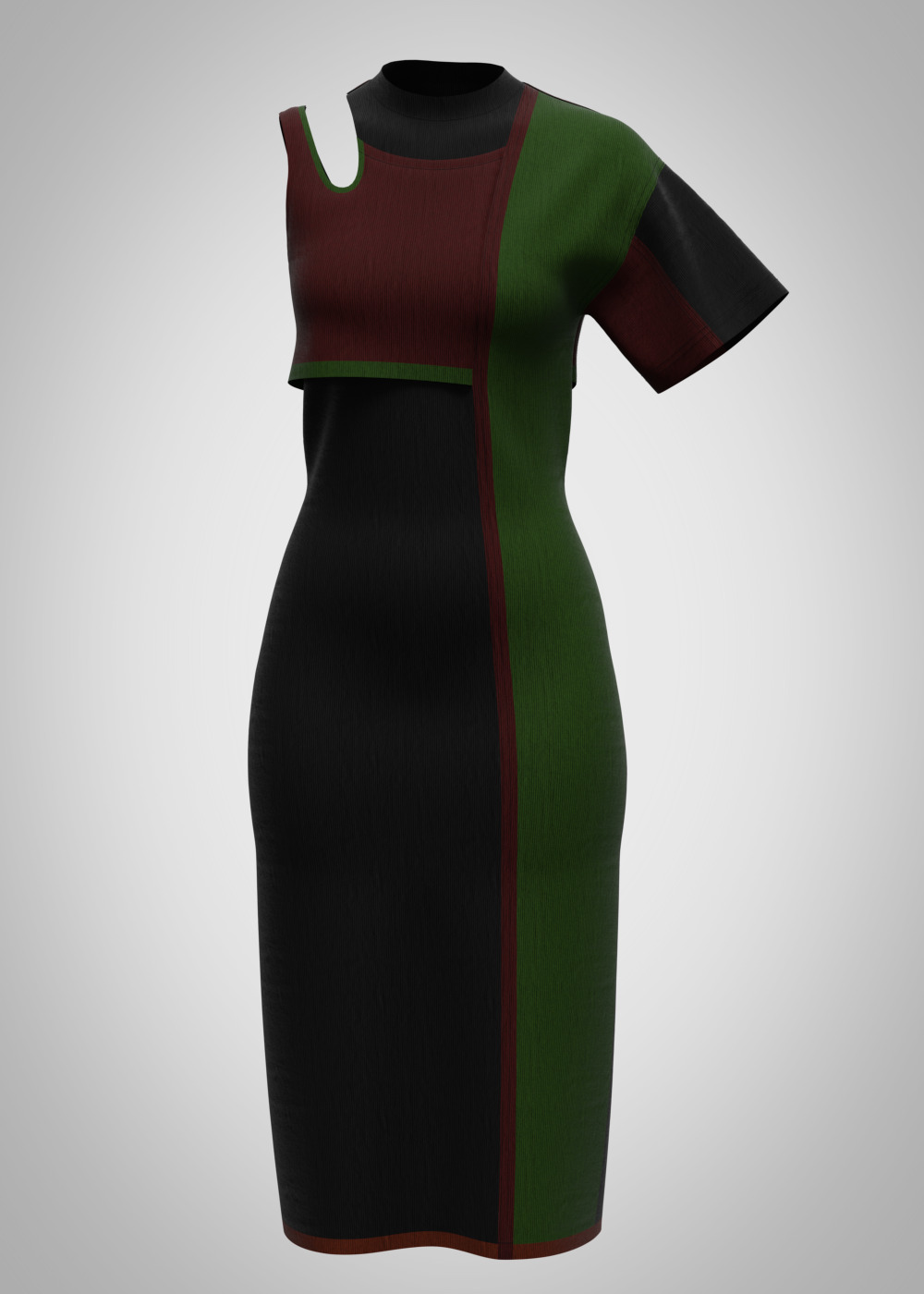 woman dress rigged model  3D model_4