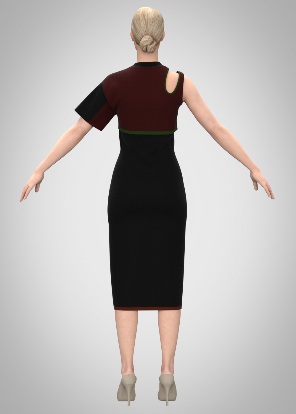 woman dress rigged model  3D model_1