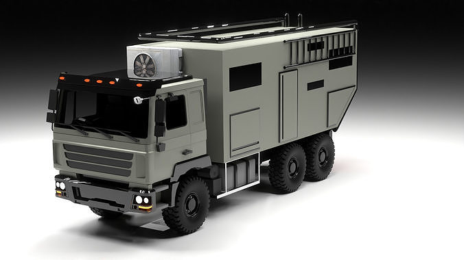 camping truck 6x6 Low-poly 3D model