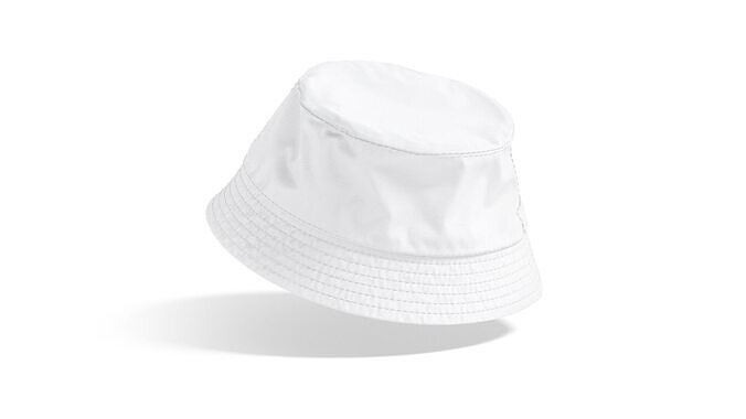 White Nylon Bucket Hat - brim summer panama cap 3D model
