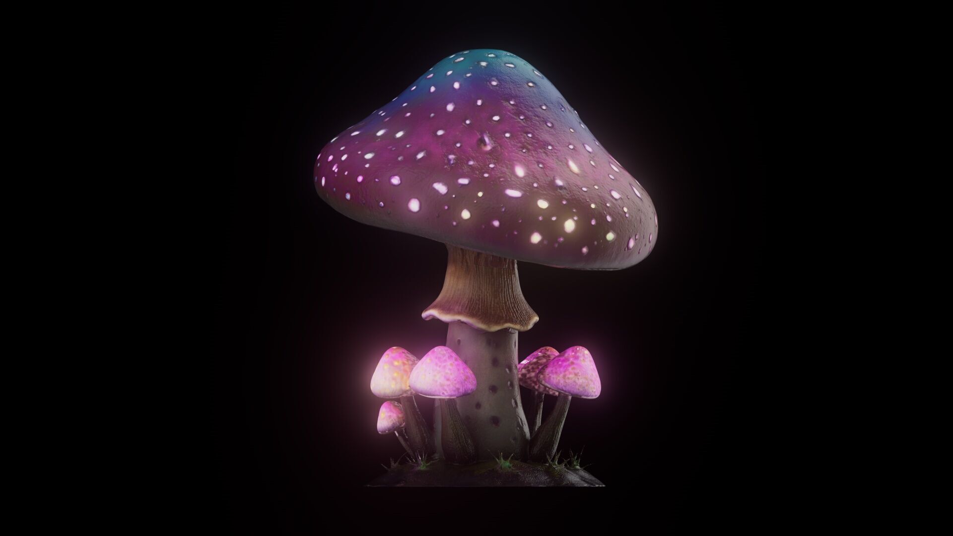 Fantasy Magical Mushroom  3D model_3