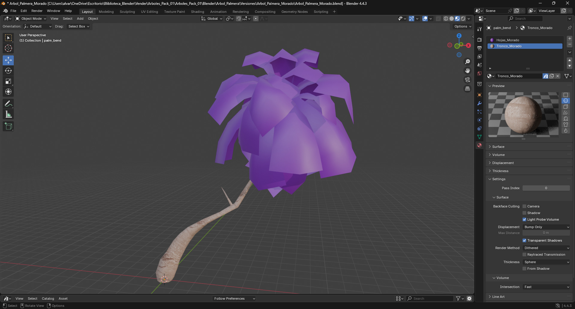 Paquete de Arboles Estilizados 3D 3 Modelos con 4 Variaciones P1 3D model_5