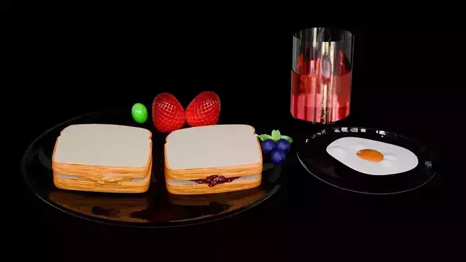 Food sliced bread sandwich breakfast and juice