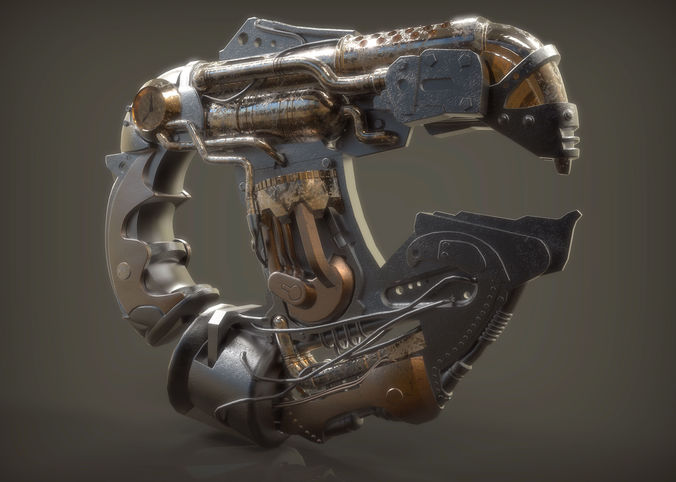 Steam Punk Plasma Gun Low-poly 3D model