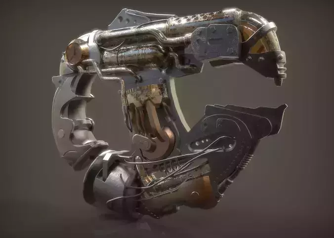 Steam Punk Plasma Gun Low-poly 3D model