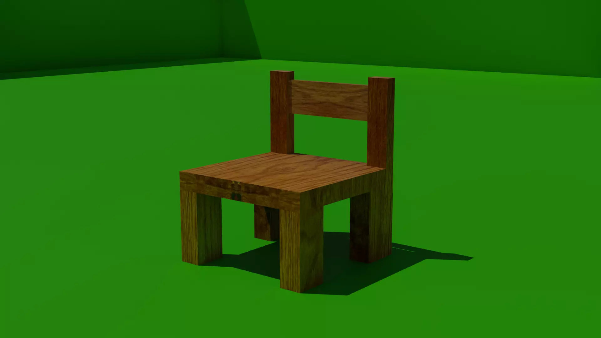 simple wood chair Low-poly 3D model_0