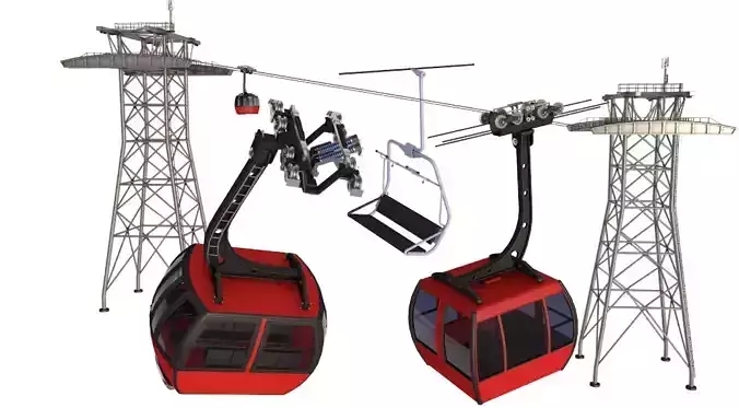 Ski Gondola Lift Towers collection 3D model
