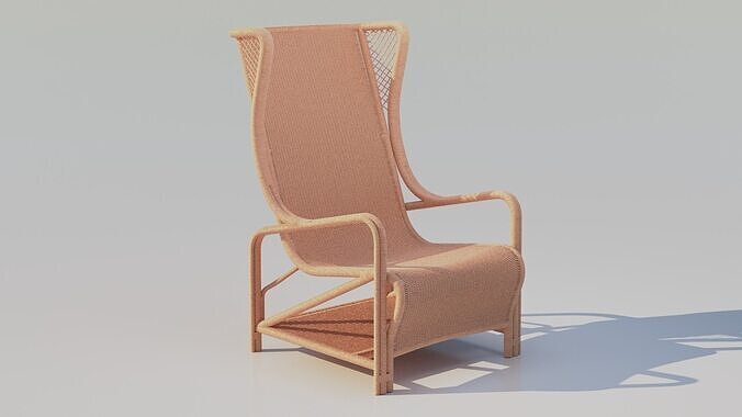 CB2 Remo Rattan Lounge Chair 3D model
