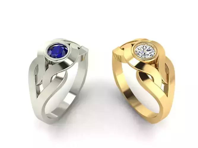 Single Gemstone Ring 3D print model