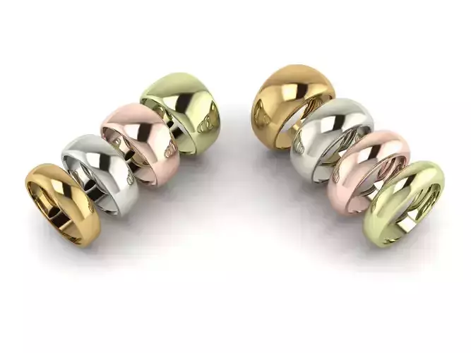 Simple dome rings in 4 sizes and 8 weights 3D print model