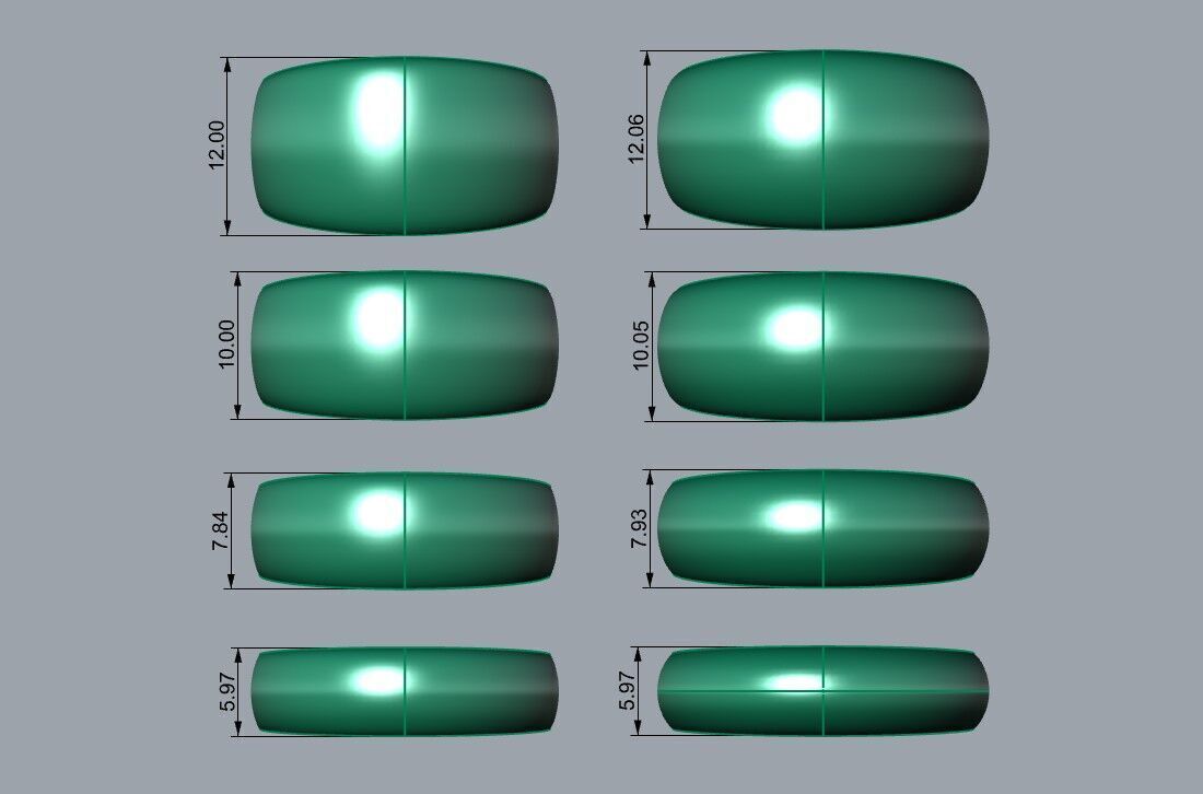 Simple dome rings in 4 sizes and 8 weights 3D print model_4