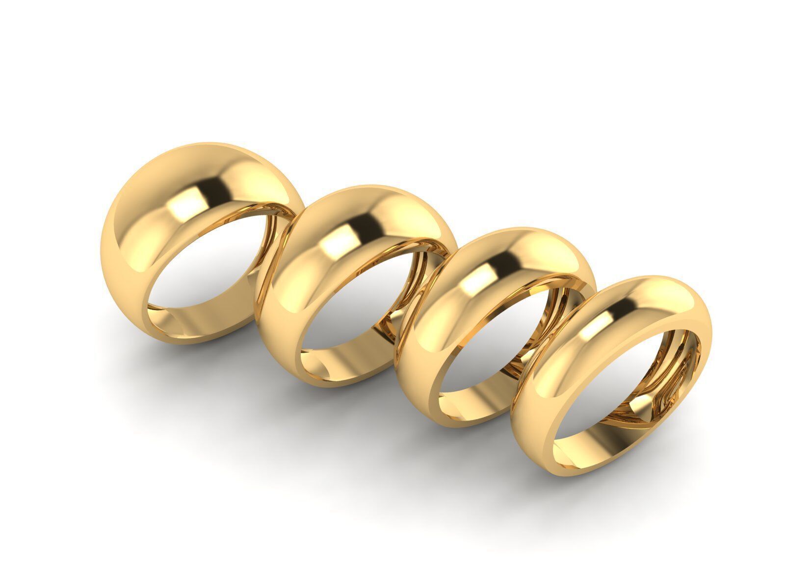 Simple dome rings in 4 sizes and 8 weights 3D print model_2