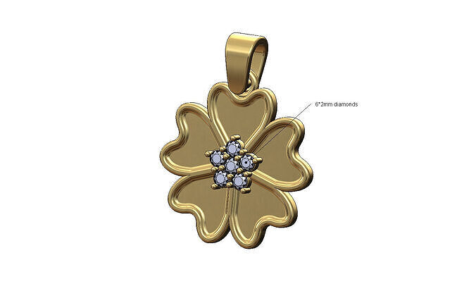 Flat japanese cherry blossom diamond cluster flower pendant  3D print model