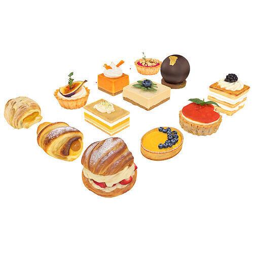Pastry Dessert Set 01  3D model