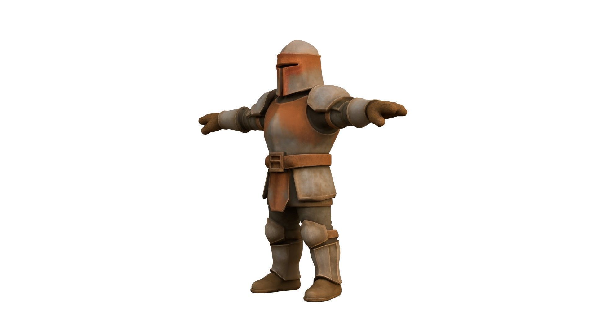 Stylized Medieval Knight Character T-pose Low-poly 3D model_1