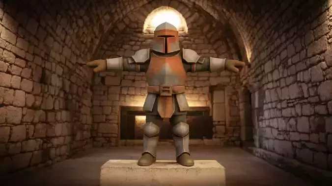 Stylized Medieval Knight Character T-pose