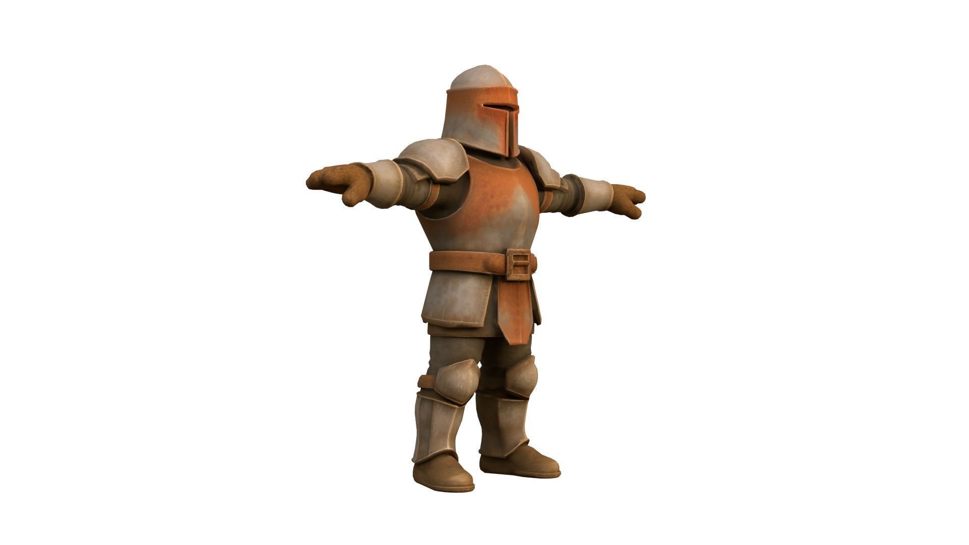 Stylized Medieval Knight Character T-pose Low-poly 3D model_4