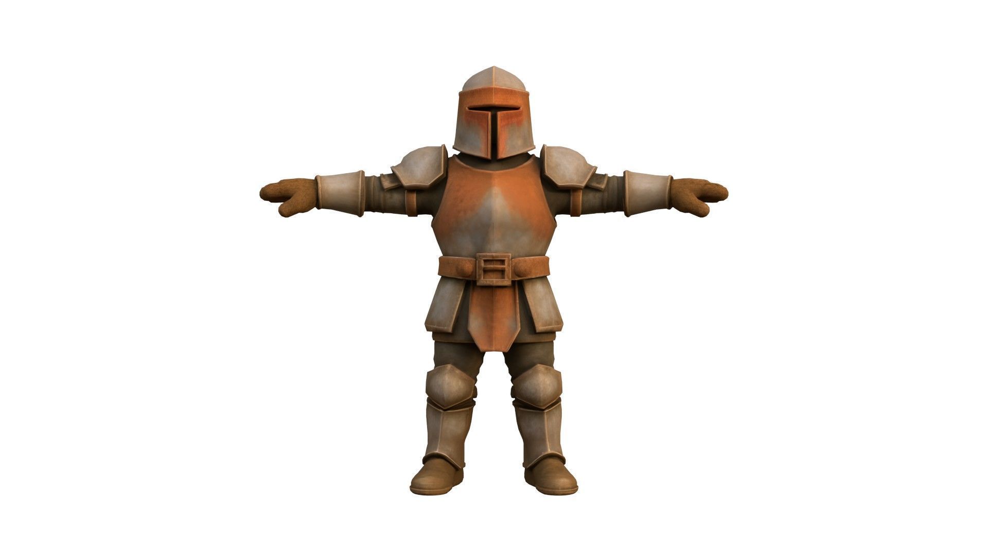 Stylized Medieval Knight Character T-pose Low-poly 3D model_3