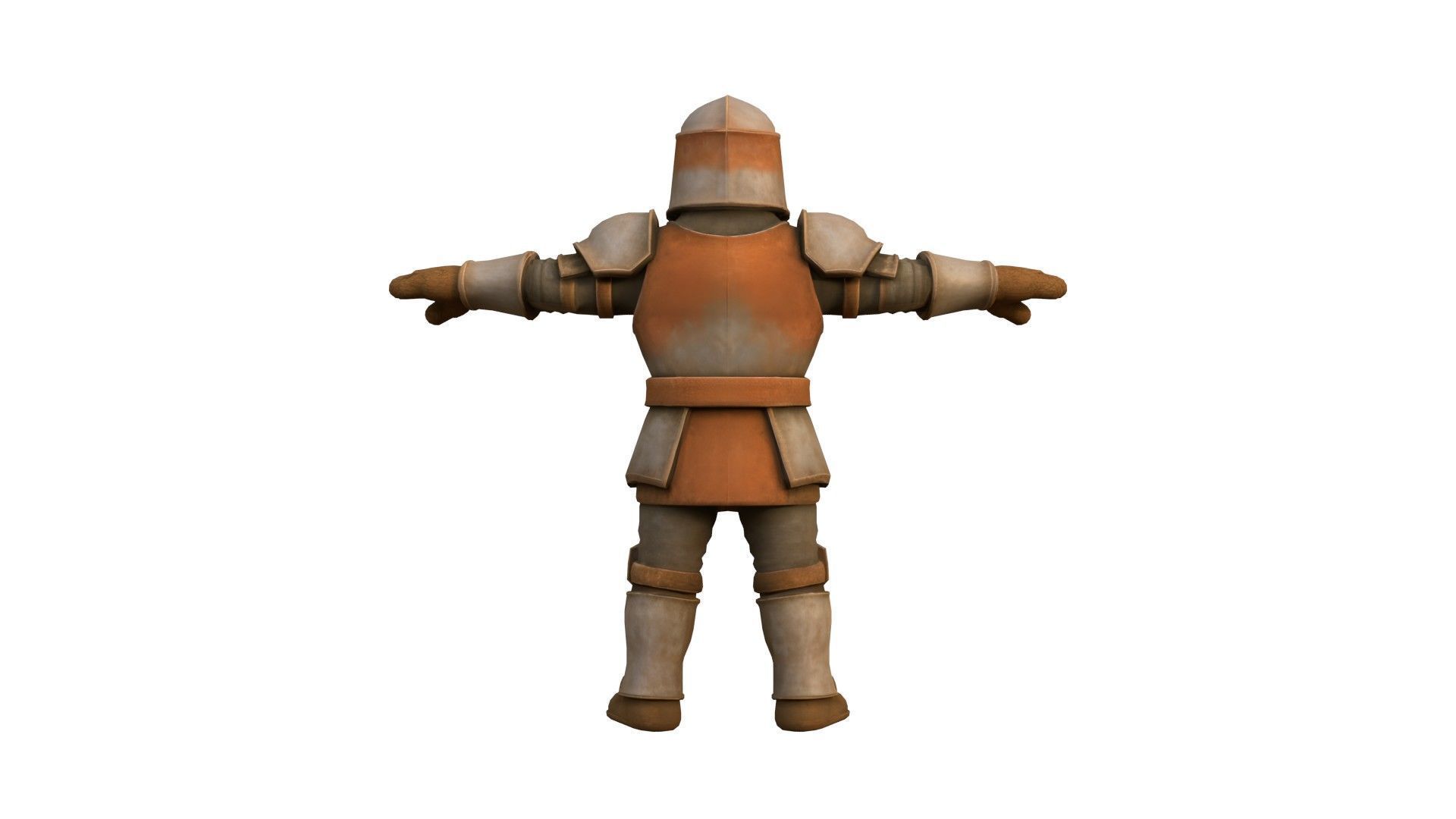 Stylized Medieval Knight Character T-pose Low-poly 3D model_2