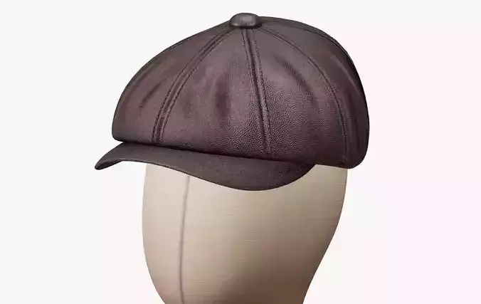  Vintage Golf Beret Hat Leather Brown