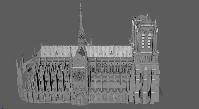 Refined Notre-Dame Cathedral of Paris 3D print Low-poly 3D model