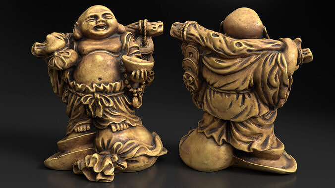 Laughing Buddha Statue Low-poly 3D model