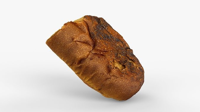 Photorealistic 3D scan of Poppy Seed Bun Roll Half Low-poly 3D model 6