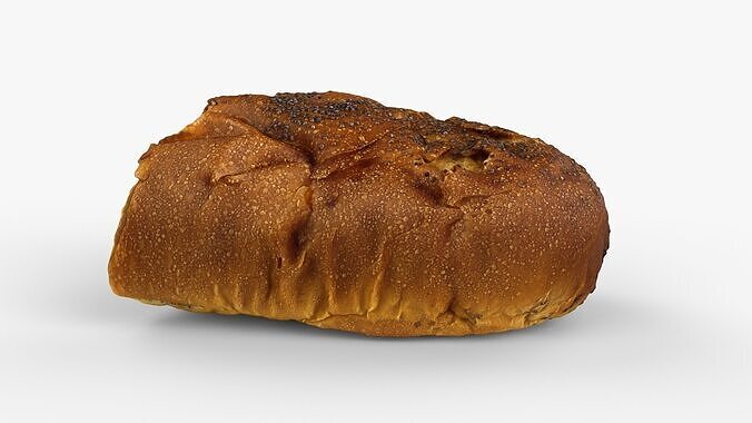 Photorealistic 3D scan of Poppy Seed Bun Roll Half Low-poly 3D model 2