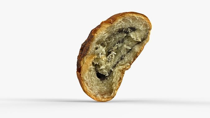 Photorealistic 3D scan of Poppy Seed Bun Roll Half Low-poly 3D model 3