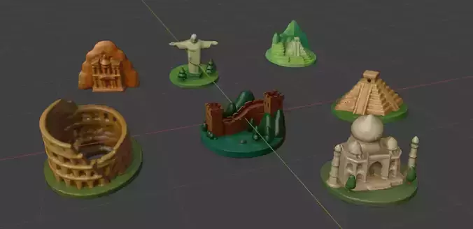 Mini Dinorama set - 7 Manmade World Wonders