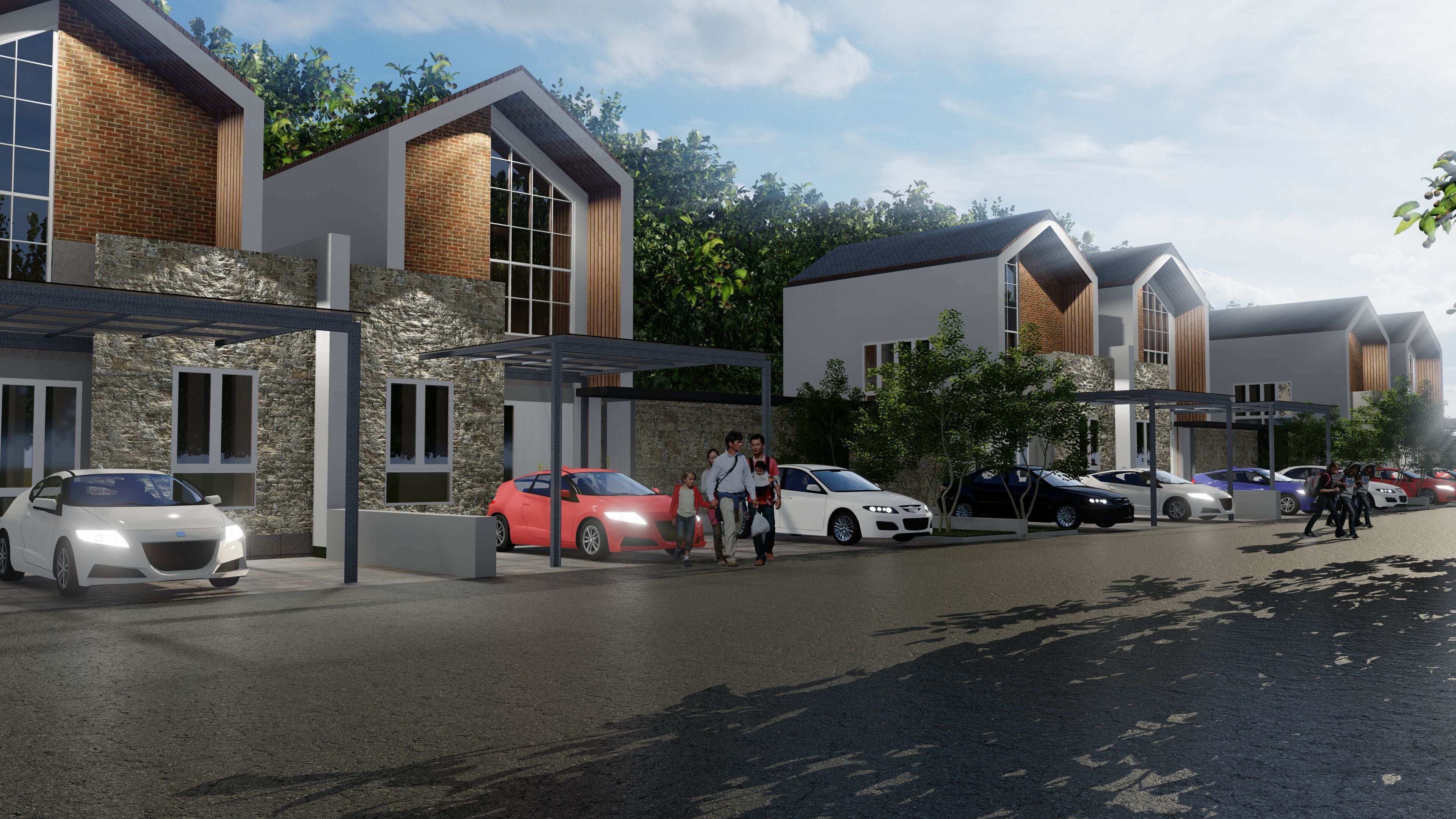 Modern 2 Storey House with Pool 12x12m SketchUp Lumion 3D model_1