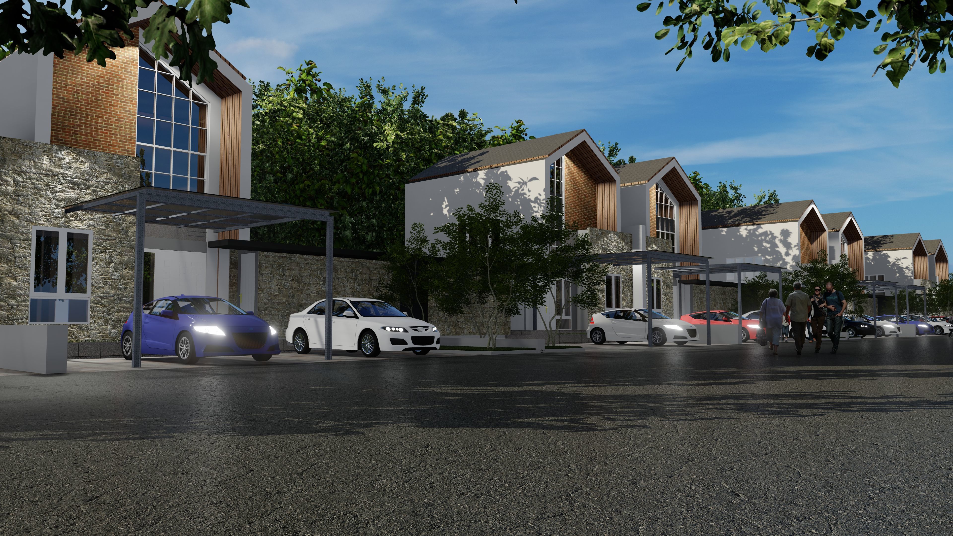 Modern 2 Storey House with Pool 12x12m SketchUp Lumion 3D model_2