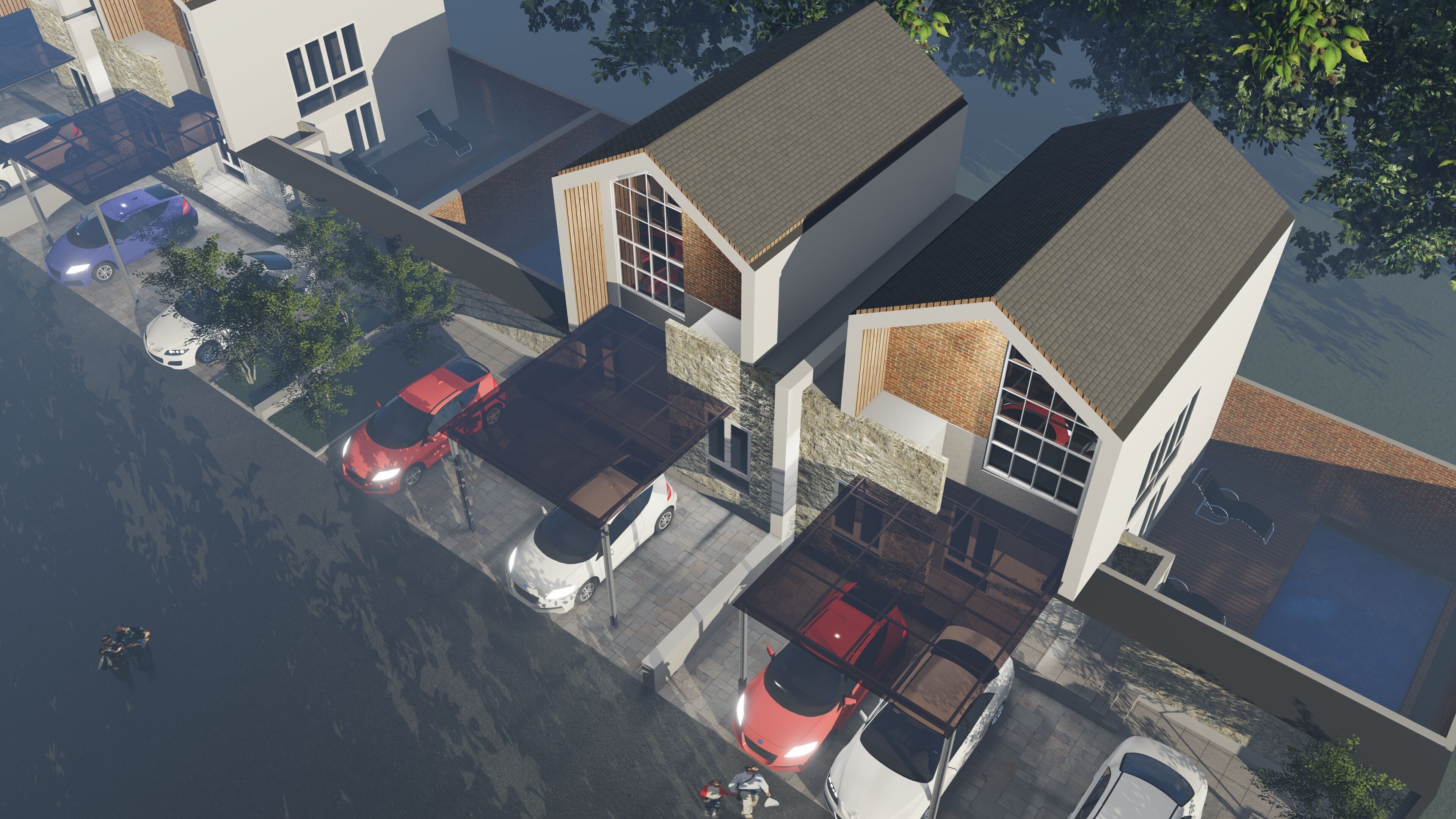 Modern 2 Storey House with Pool 12x12m SketchUp Lumion 3D model_3