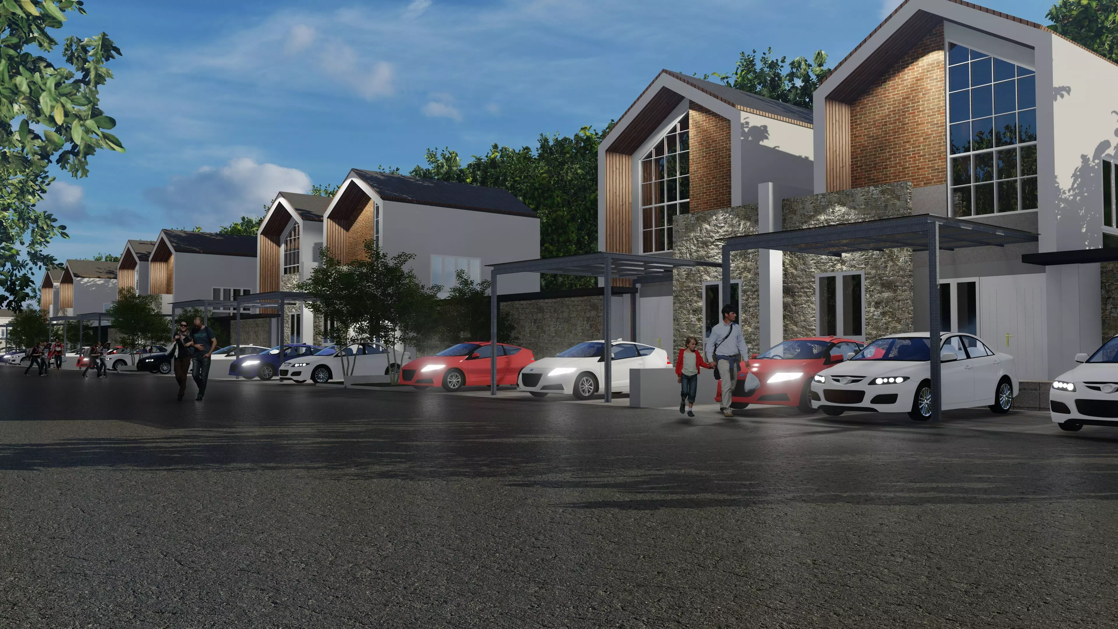 Modern 2 Storey House with Pool 12x12m SketchUp Lumion 3D model_0