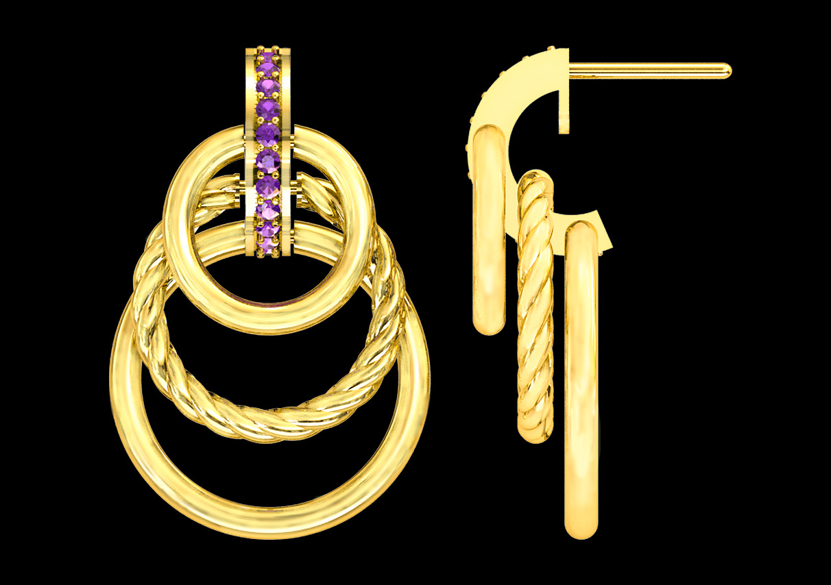 Luxe Orbit Earrings 3D print model_1