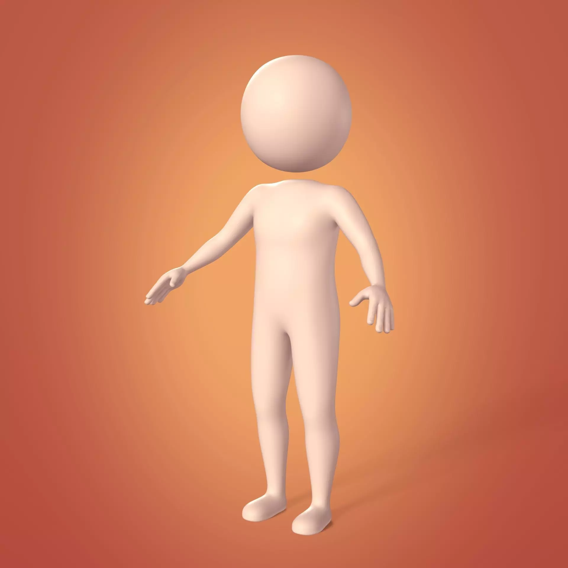 Cartoon Man - Stickman Character - IK and FK Rig - Separate Head Low-poly 3D model_0