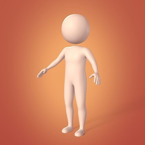Cartoon Man - Stickman Character - IK and FK Rig - Separate Head Low-poly 3D model