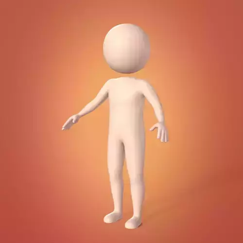 Cartoon Man - Stickman Character - IK and FK Rig - Separate Head Low-poly 3D model