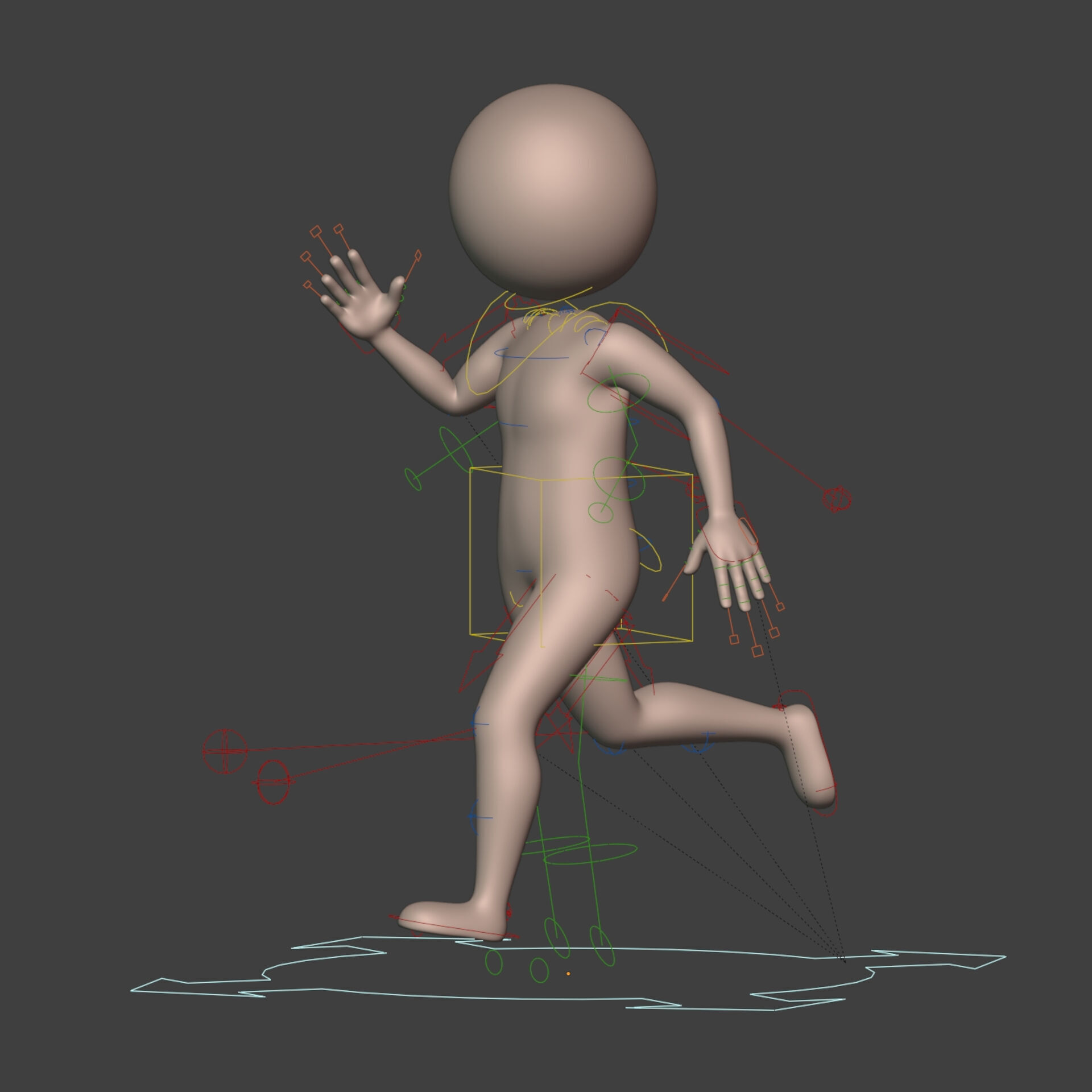 Cartoon Man - Stickman Character - IK and FK Rig - Separate Head Low-poly 3D model_1