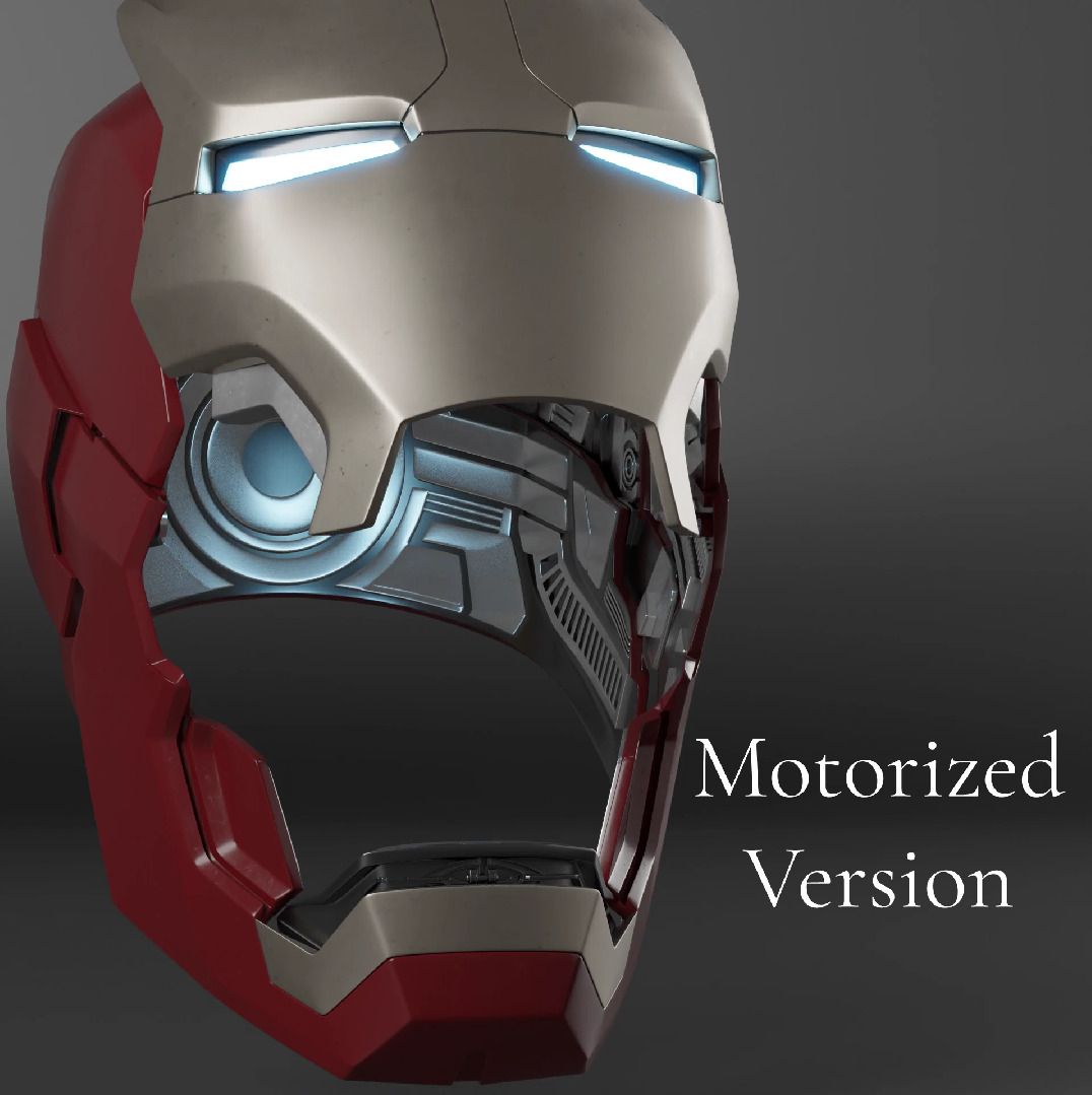 Iron Man Motorized Mk 42 and 43 3D Printable Helmet V3 STL Files 3D print model_4