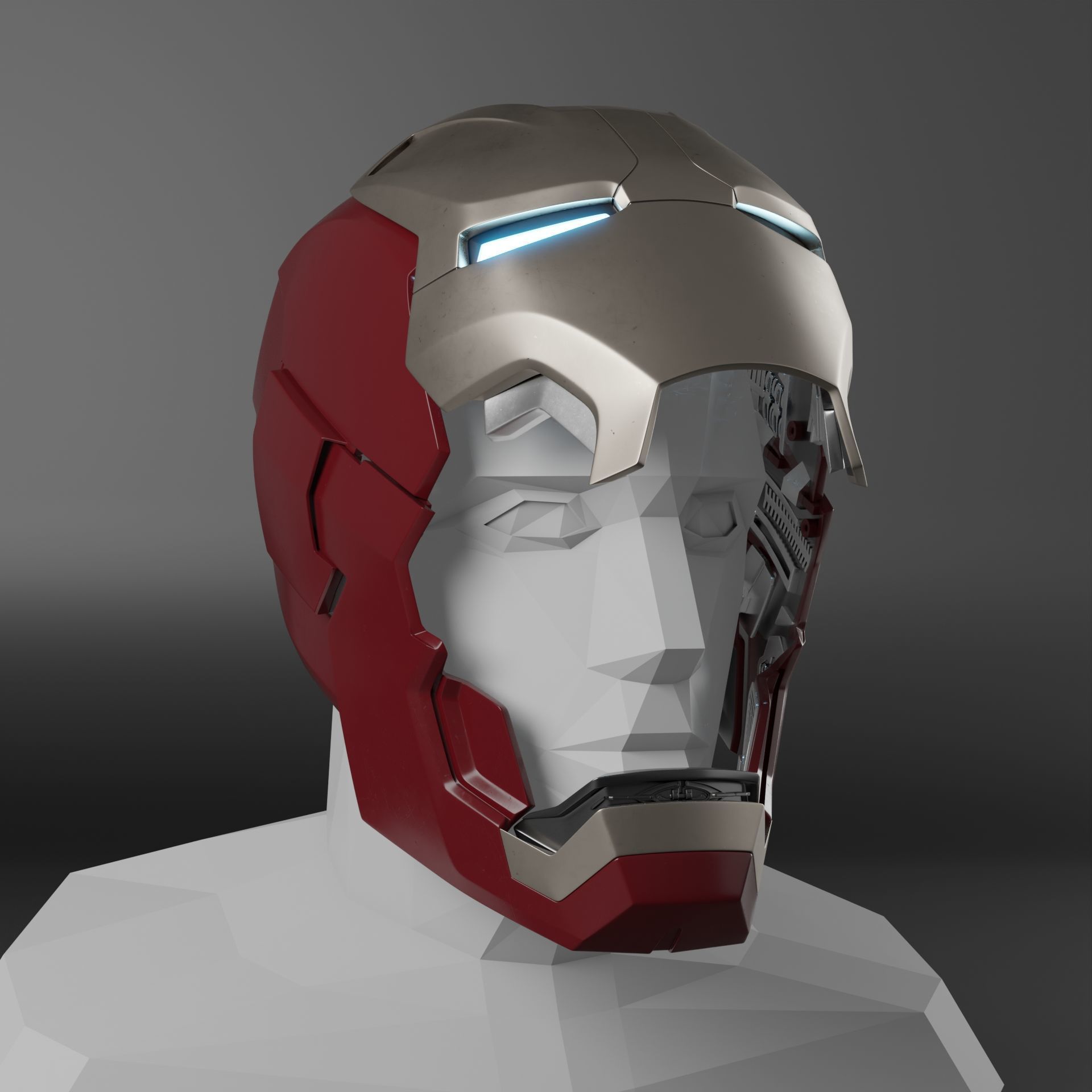 Iron Man Motorized Mk 42 and 43 3D Printable Helmet V3 STL Files 3D print model_5