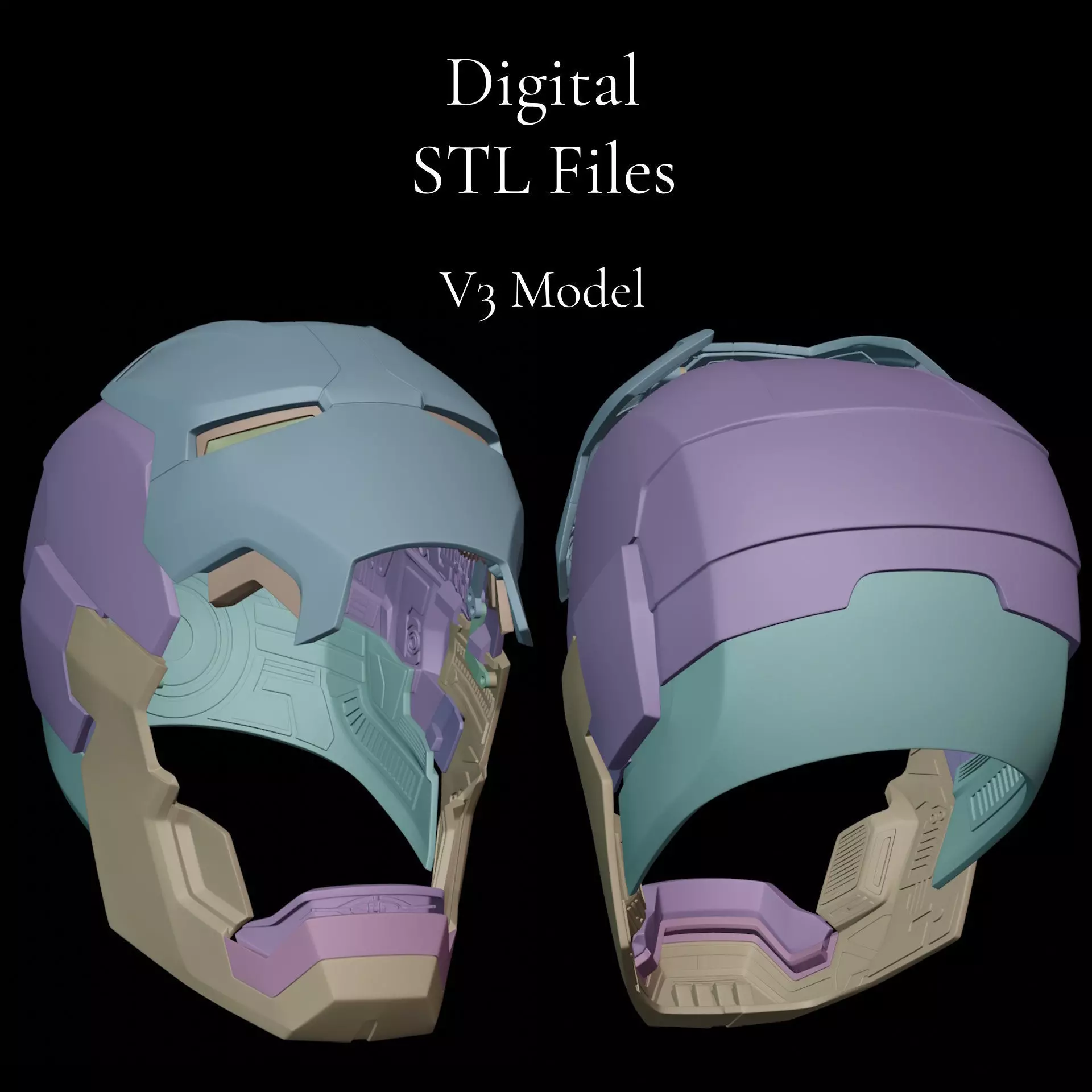 Iron Man Motorized Mk 42 and 43 3D Printable Helmet V3 STL Files 3D print model_0