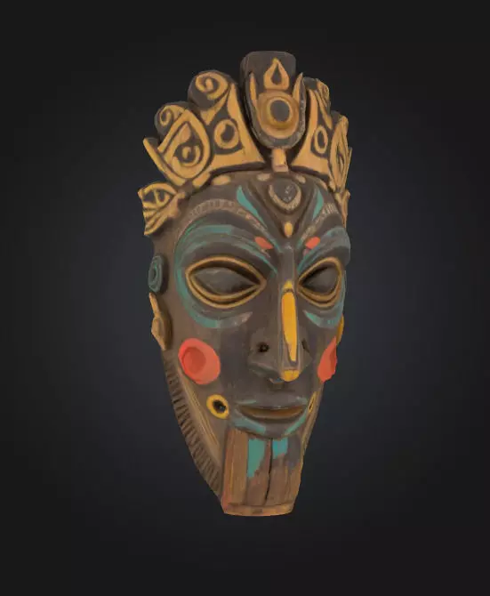 tribal tribe mask ancient covering 3D model_0