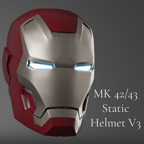 Iron Man Static Mk 42 and 43 3D Printable Iron Man Helmet V3 3D print model