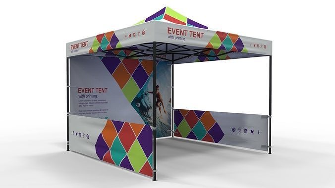 Printed Event Tent 3x3m with Customizable Branding Panels 3D model