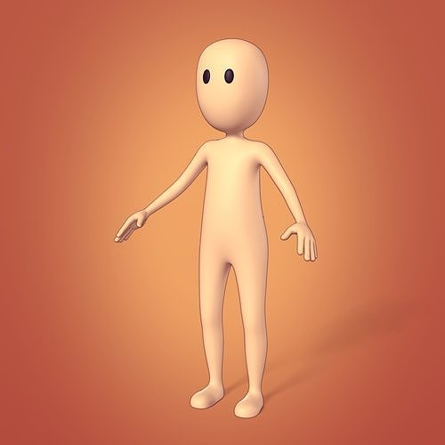 Cartoon Stickman - Man Character With IK and FK Rig Low-poly 3D model
