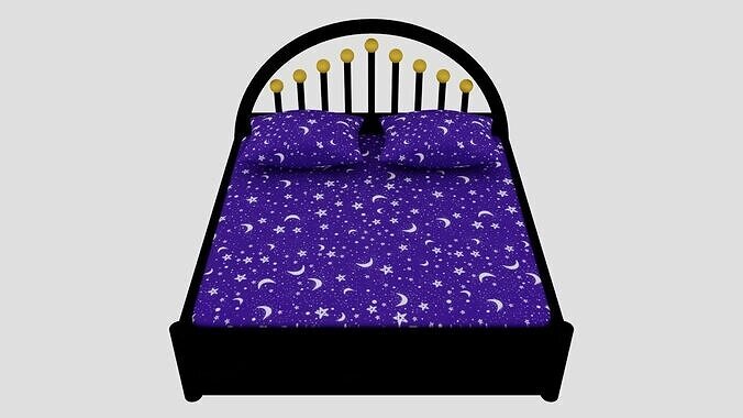 Luxury Bed with Pillows 3D Model Low-poly 3D model