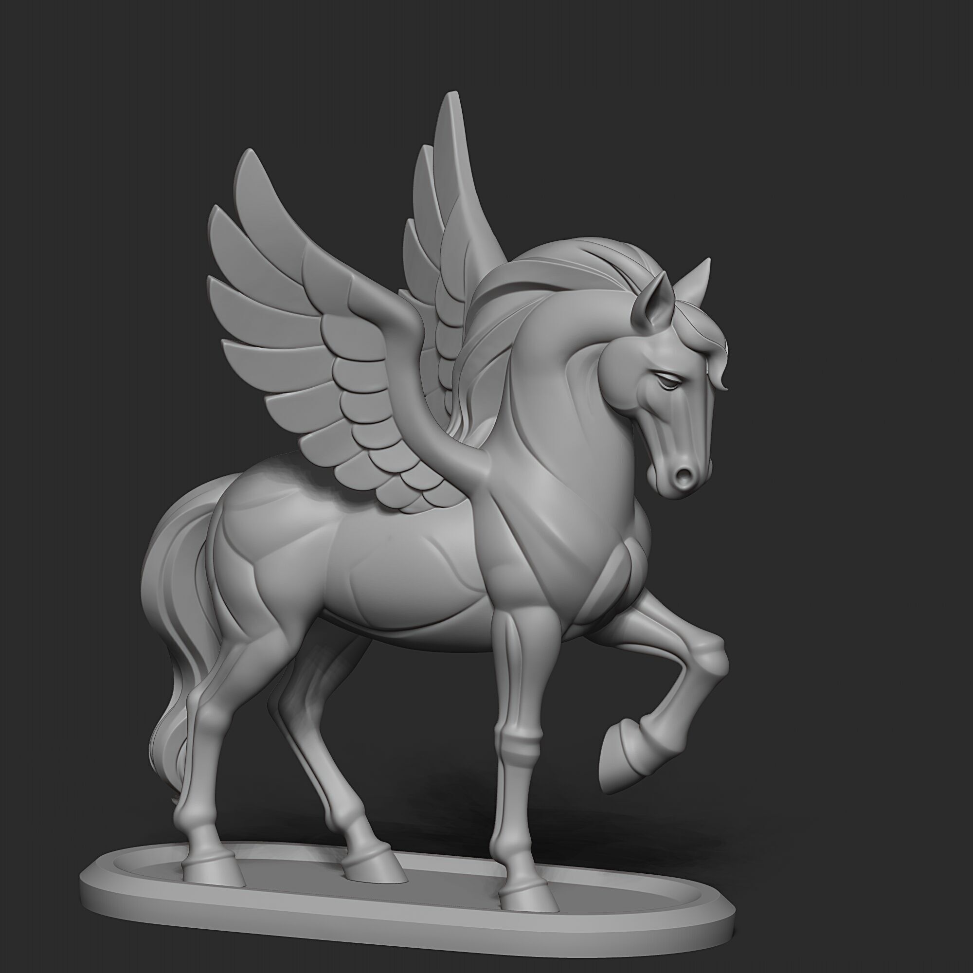 Mystical Pegasus Minimalist Sculpture 3D print model_1