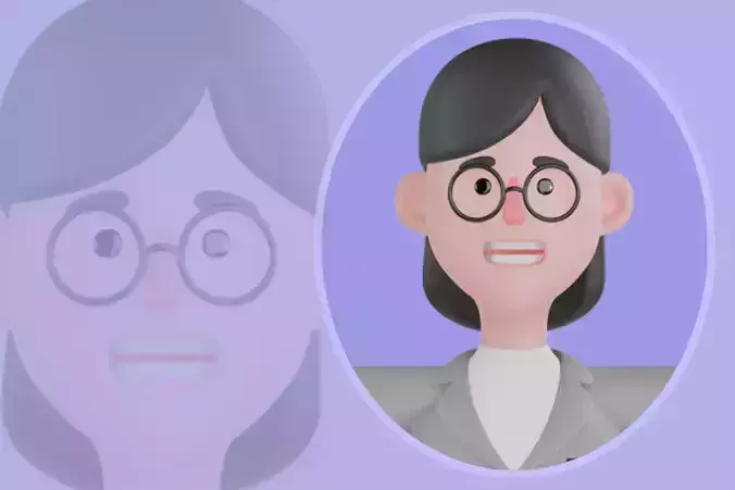 Stylized 3D Female Journalist Character - Cartoon News Reporter