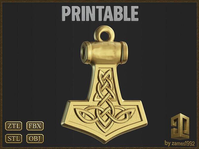 Thor Hammer Viking Pendant 3D print model